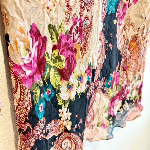 Vtg Vision Apparel Y2K Dark Floral Silk Top Size 1X Boho Whimsigoth Witchy Artsy - Picture 11 of 11